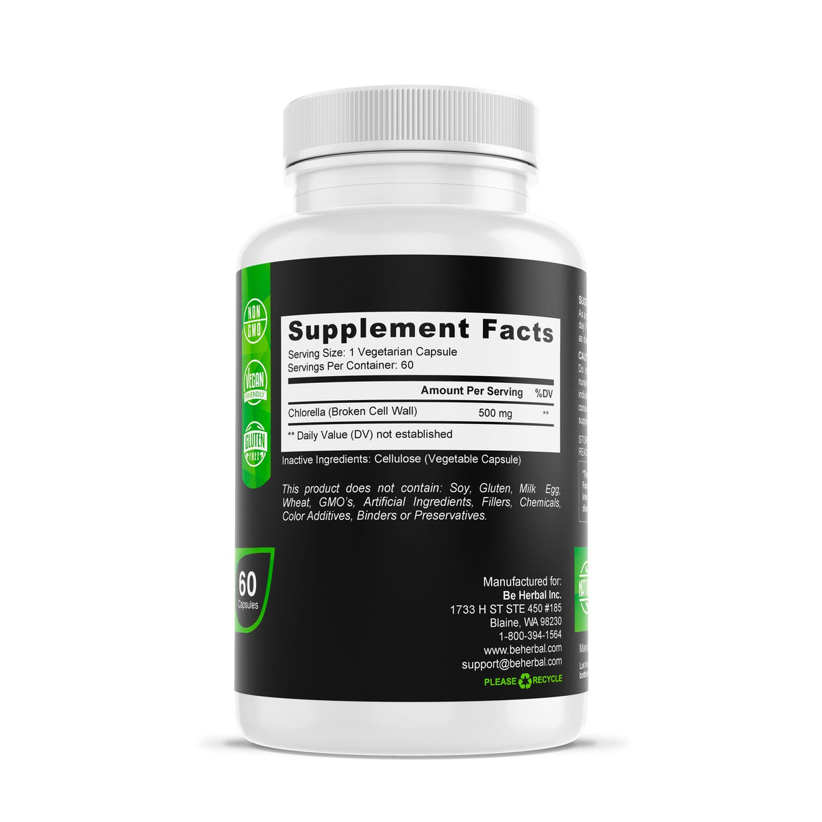 Chlorella 500mg - Clean Superfood Herbal Supplements Be Herbal®