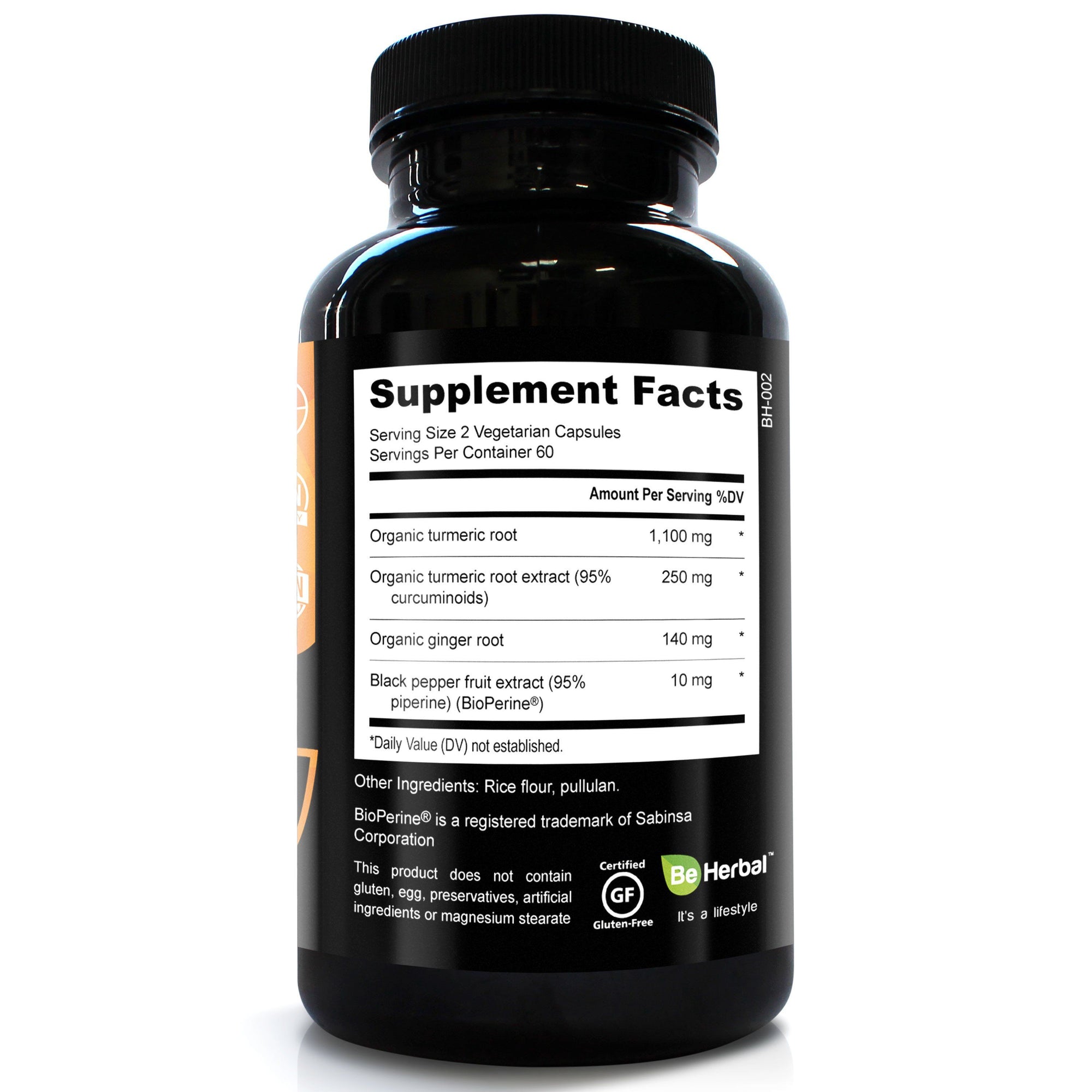 Premium Organic Turmeric Curcumin with BioPerine - 1500mg - 120 Veg Capsules Herbal Supplements Be Herbal