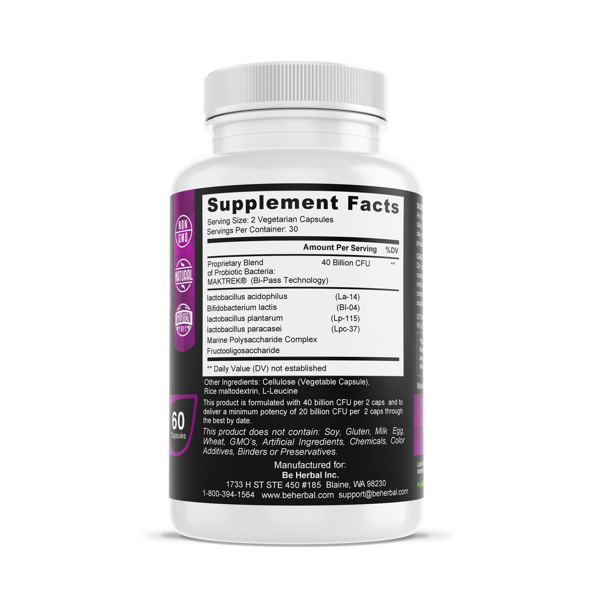 Advanced ProBiotic 40 Billion CFU Herbal Supplements Be Herbal®