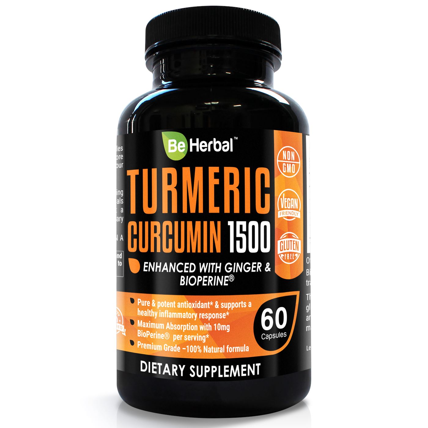 Premium Organic Turmeric Curcumin with BioPerine - 1500mg - 60 Veg Capsules Herbal Supplements Be Herbal
